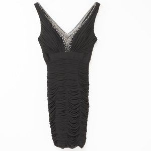 La Femme Cocktail Dress Jewels Mini Rhinestones Sleeveless Empire Waist Black 2